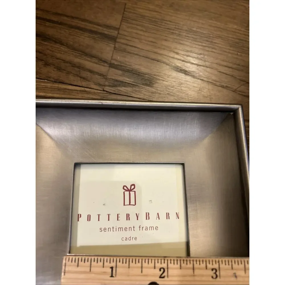 Vtg Pottery Barn Picture Frame 3x3” Square CHRISTMAS 2004 Concave Silver To J25